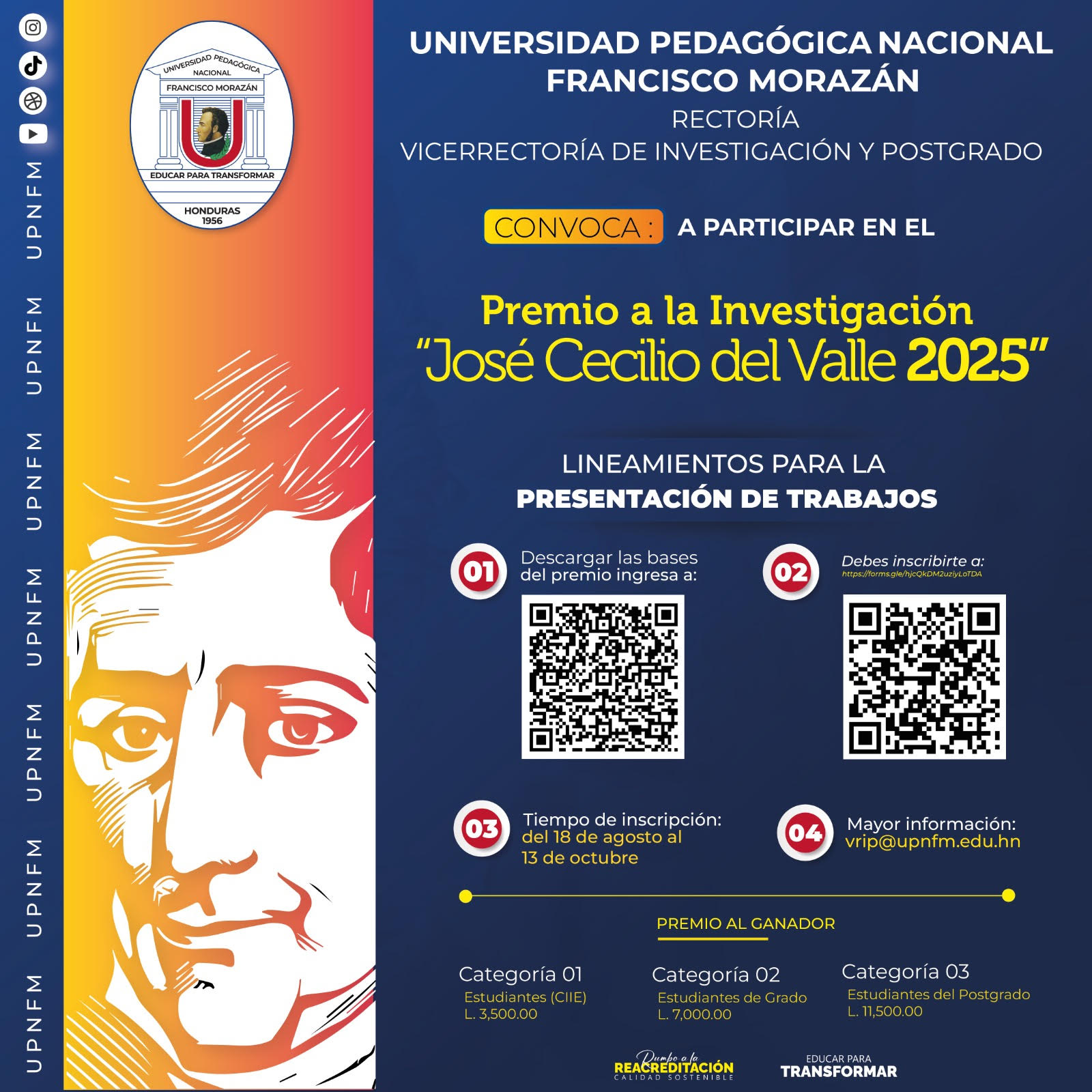 Convocatoria Premio a la investigación José Cecilio del Valle 2025